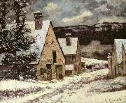 Gustave Courbet Dorfausgang im Winter oil painting artist